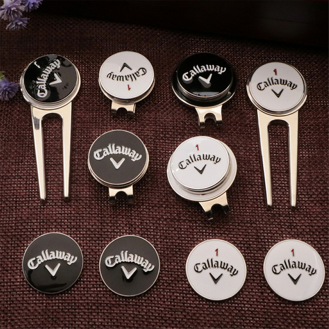 Nickel plated Callaway Divot Tool Hat clip with Ball Marker