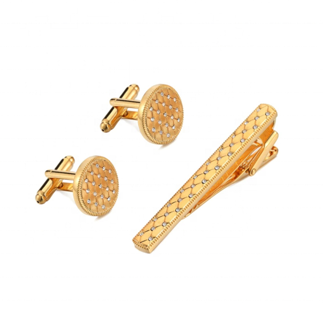Jewelry Crystal diamond French cufflinks Men's Tie Bar Set