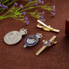 Custom Brass FIJI Police Gold Tie Clip & Silver Cufflinks