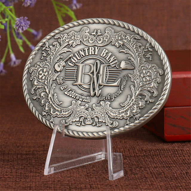 Hot Sale!Custom Antique Silver Zinc Alloy Belt Buckle 3D Model