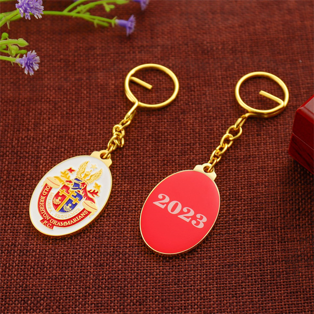 Good Quality Custom Old Brichton Grammarisns Gold Keychain