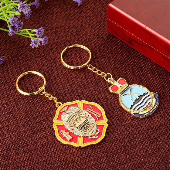 Personalised Police Officers Gold Metal Enamel Keychain