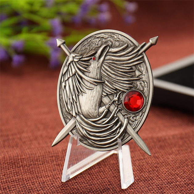 Replica Nevernight Corvere Brooch Lapel Pin with Red Gems