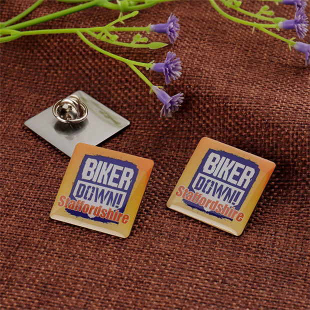 UK Biker down staffordshire CMYK printing stainless steel pin badge