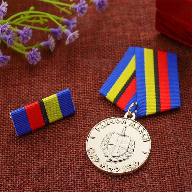 Police Officer Medal with short ribbon drape and ribbon pin