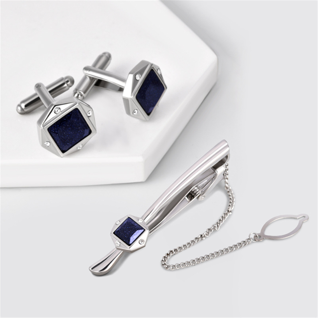 Metal Tie Bar Clip Cufflinks Sets Gifts for Mens