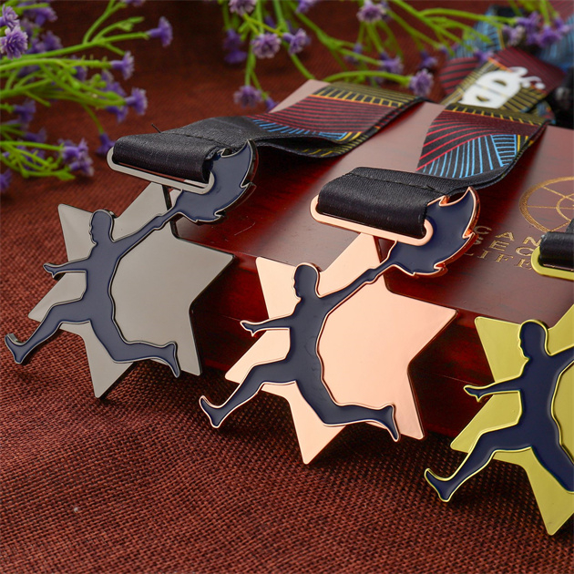 Alloy Hexagon Star Juveniles Running Torch Engraving Medal
