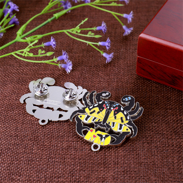 yellow crab lapel pin