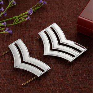 Stripe Police Sergeant Chevrons Epaulettes Chrome Lapel Pin