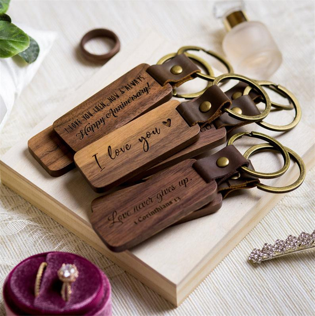 Wholesale Manufacturer Custom Engraved Logo Wooden Keychain