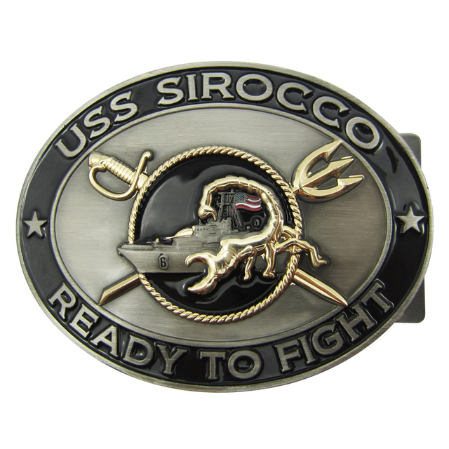 Custom USS Sirocco Ready to Fight Metal 3D Belt Buckle