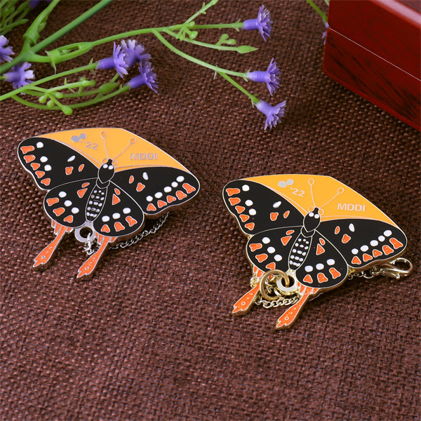 Best Selling Pink Orange Butterfly Kite Lapel Pins
