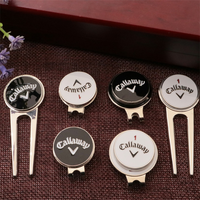 callaway double prong golf divot repair tool hat clip ball marker