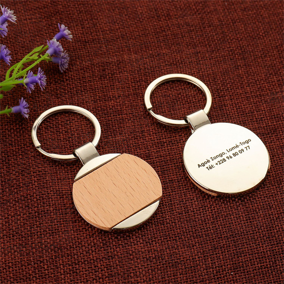 Promotional Gift Make Your Logo Wooden And Metal Keychain