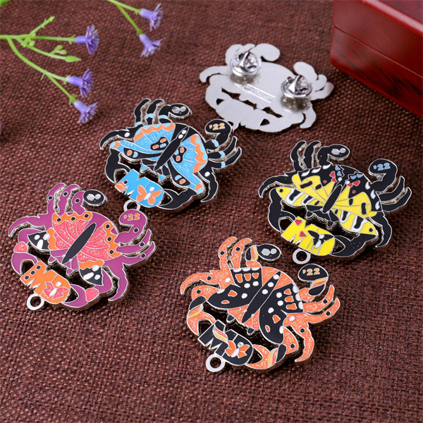 Promotional Gift Colorful Glittering Cute Crab Lapel Pin