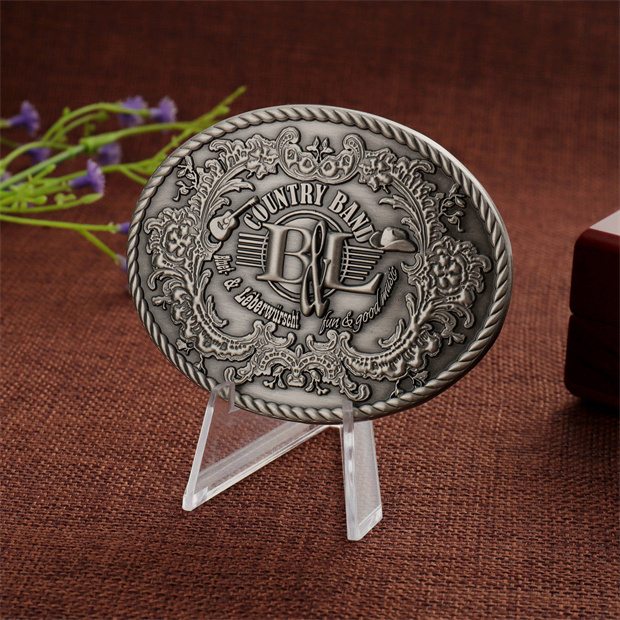 Hot Sale!Custom Antique Silver Zinc Alloy Belt Buckle 3D Model