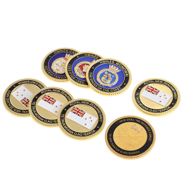 New Zealand 3D Royal Navy HMNZS Enamel Challenge Coin