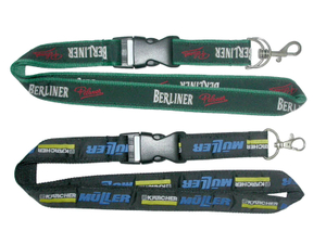 Double Layers Branded Adjustable Jacquard Woven Lanyards 