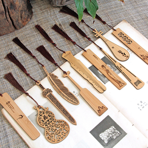 Hot Selling Engraved Logo Hollow Wooden Bookmark with Tassel