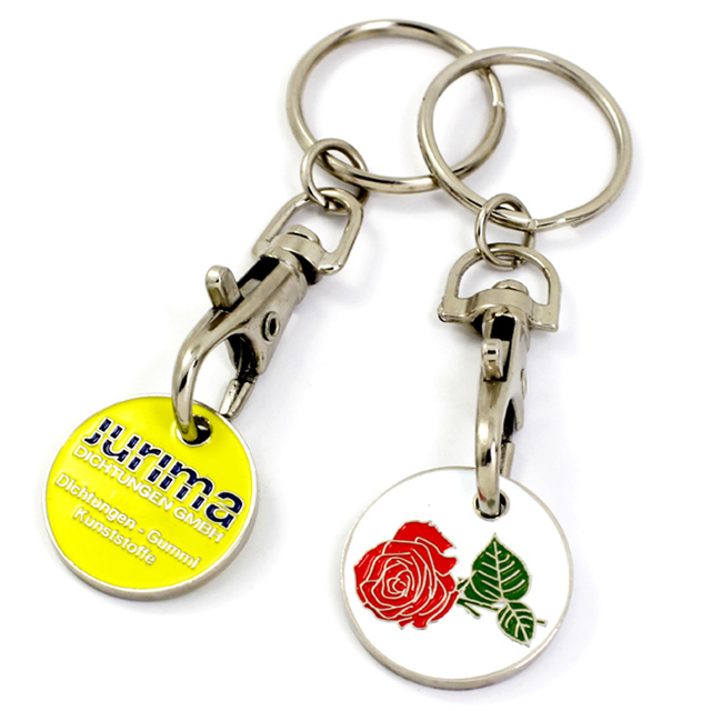 Custom Promotional Gift Metal Trolley Coin Holder Keychain