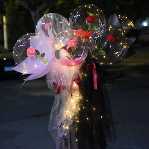20 Inch Valentine's Day Bobo LED Rose Balloon with Bouquet