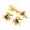 Customised Mens Silver Double Cufflink Tie Clip Set 