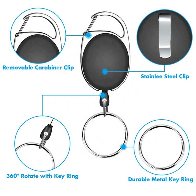 55*36mm Carabiner Secure Clip Retractable Plastic Badge Reel