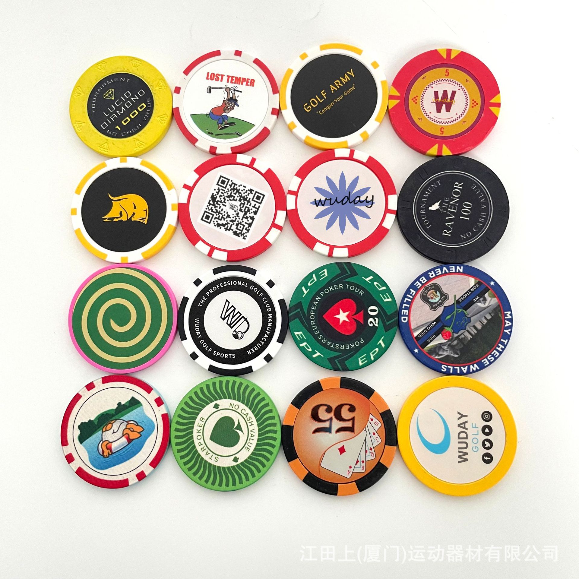 Plastic ABS Golf Ball Marker Poker Chip Set