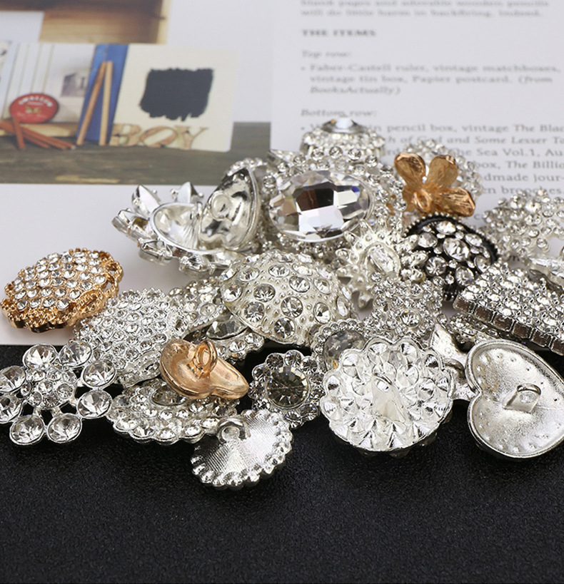  Chanel Rhinestone Metal Buttons