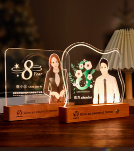 DIY Promotional Gift Glowing Light LED Base Acrylic Trophy 