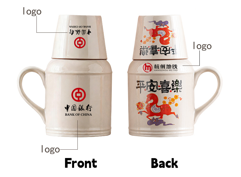 Custom printed logo on ceramic cups