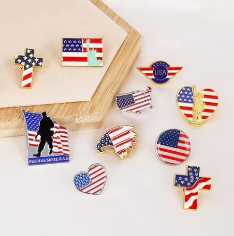 Gold Plated Pride Clothing Accessory American USA Flag Pin