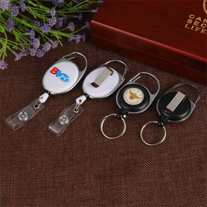 Retractable Plastic Badge Reel with Hook And Metal Rim