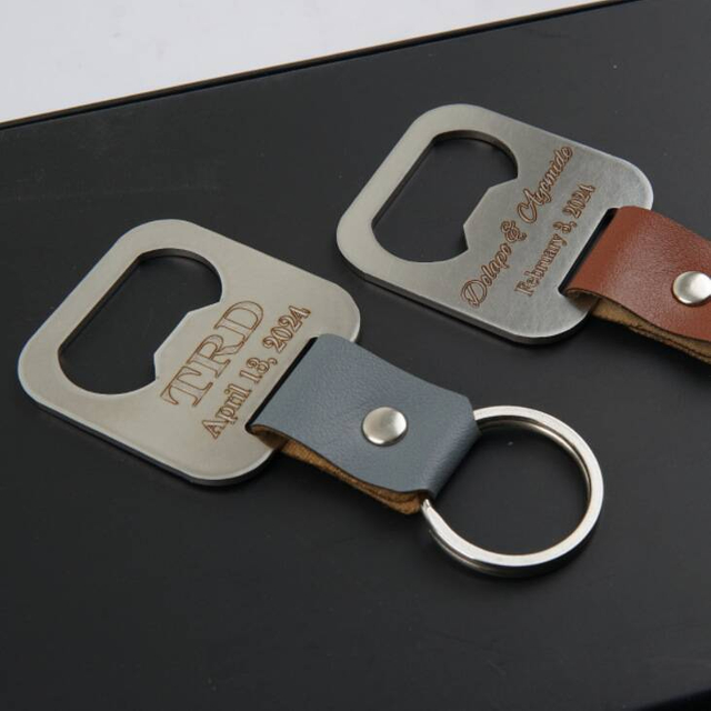 Custom Stainless Steel Engraved Logo Bottle Opener Keychain