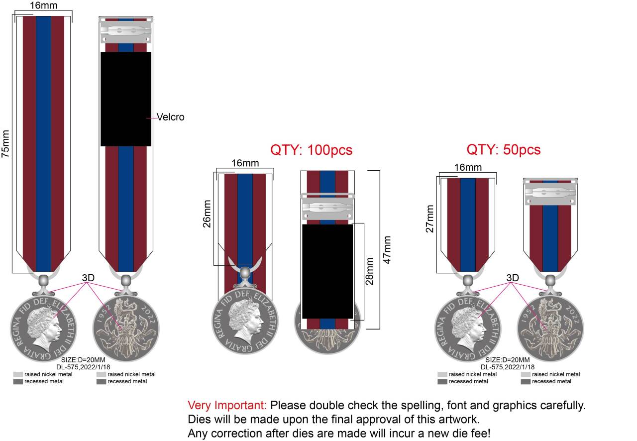 Queen Elizabeth II medal artwork