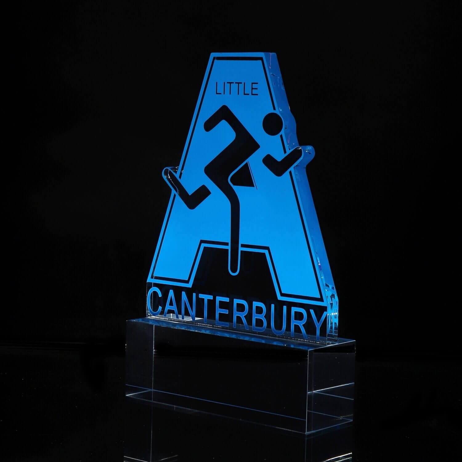 CNC laser cut custom shape acrylic trophy with polished edge for creative contest awards.jpg