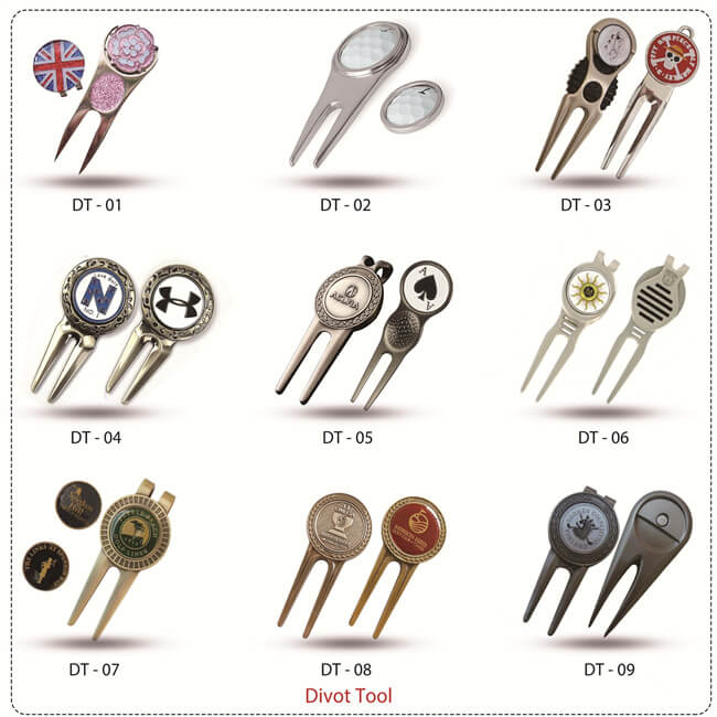 golf divot tool existing designs stock no mold charge