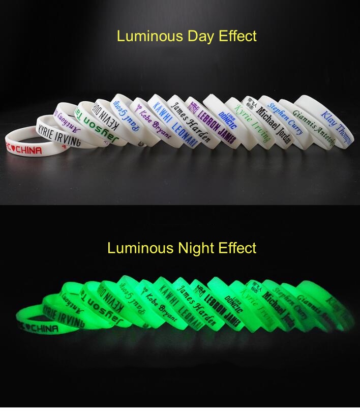 Glowing Luminous Silicone Wristband, glow in the dark silicone bracelets