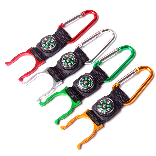 Outdoor Compass Carabiner Keyring with short lanyard