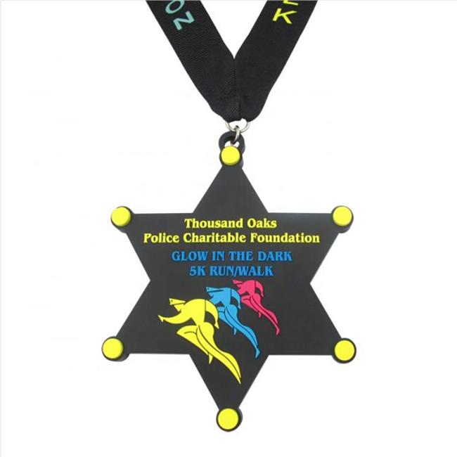 Customized Hexagon 5K RUN/WALK PVC Medal 