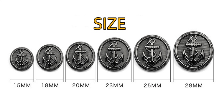 size Navy Anchor Buttons 