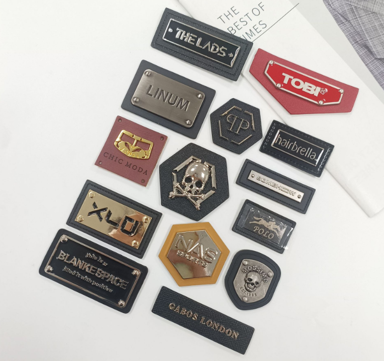 leather patch with metal badge