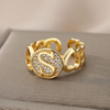 Hot Sale Fashion Jewelry Gold Plated Brass 26 Letter Ring