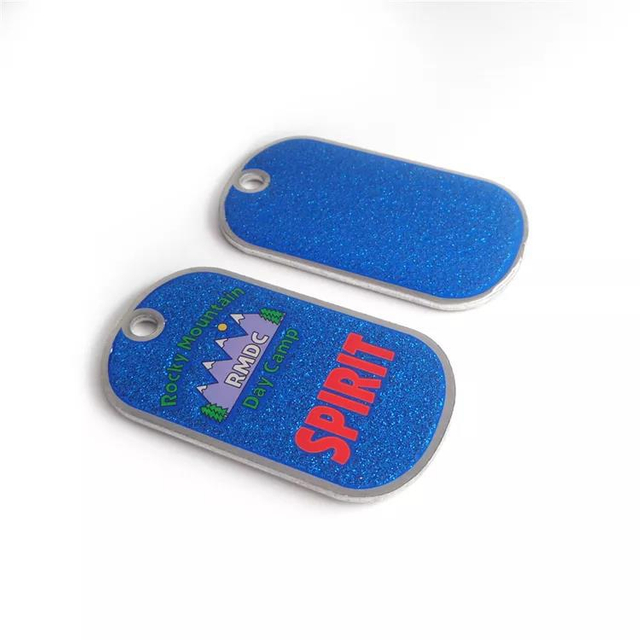 Personalized Business Gift Glitter Metal Dog Tag with Chain
