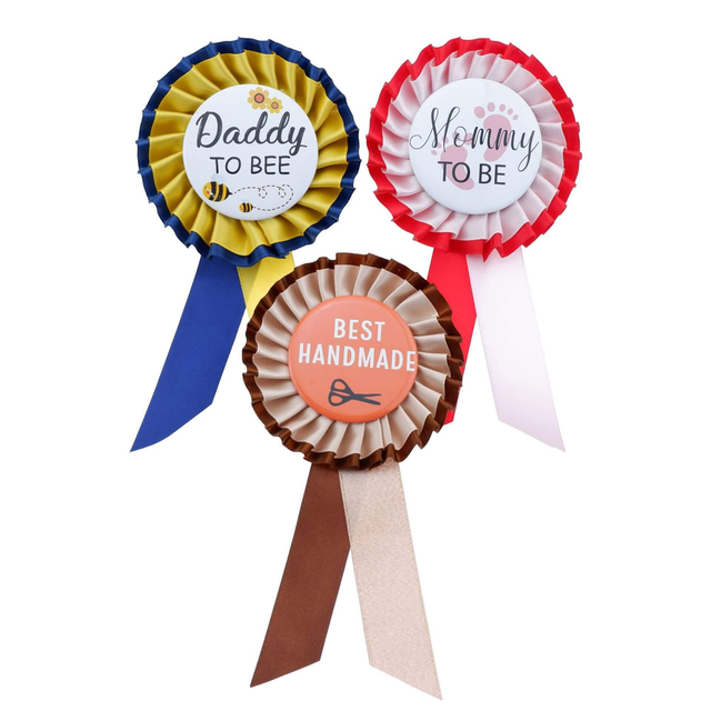 Party Decoration Award Rosette Button Badge with Ribbon 