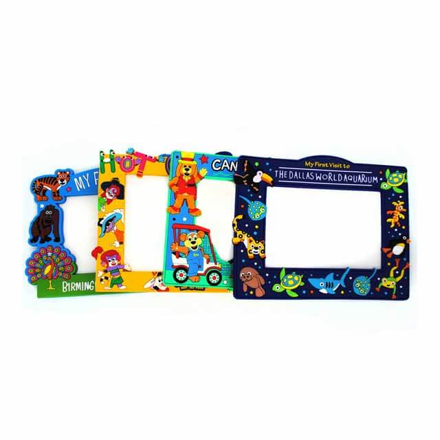 Custom Cartoon Gift PVC Rubber Photo Frame with Magnetic Back