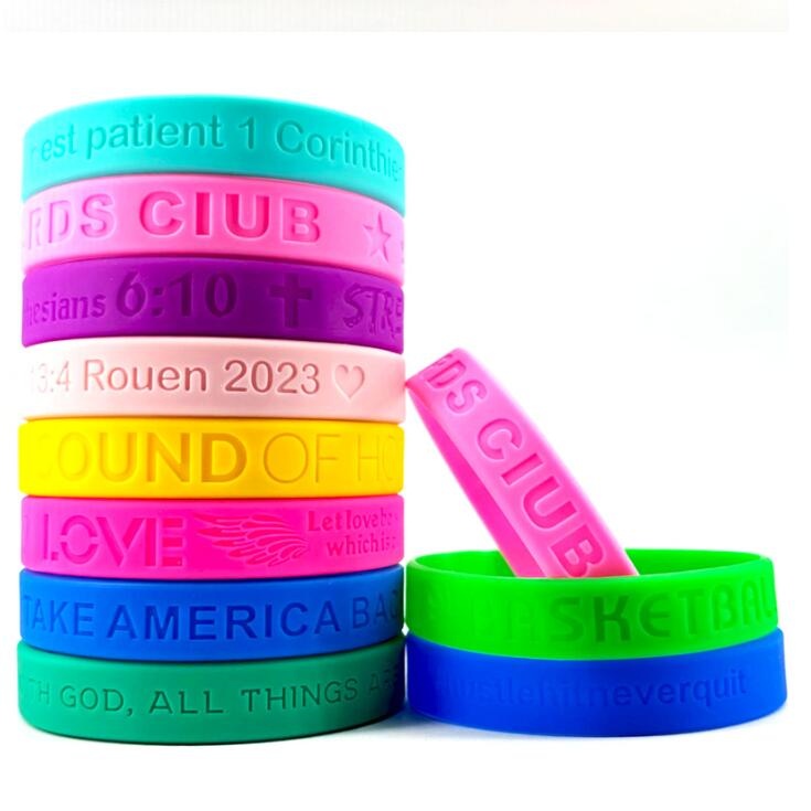 Debossed Silicone Rubber Bracelet without color-fill