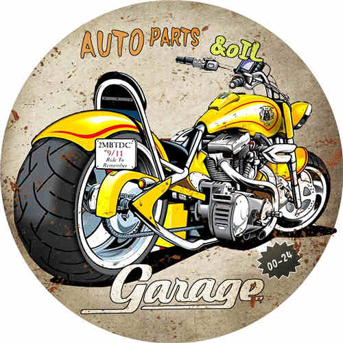 Custom Circular Vintage Retro Motorcycle Tin Metal Signs
