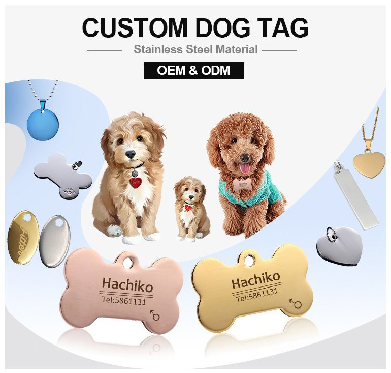Personalized Metal Blank Name ID Tag for Dogs, Pets, Cats