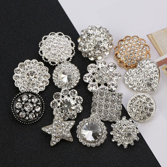 Custom Logo Chanel Style Metal Buttons With Rhinestone